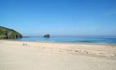 This is the sandy beach at Portreath looking out to Gull Rock.  - Thumbnail Image