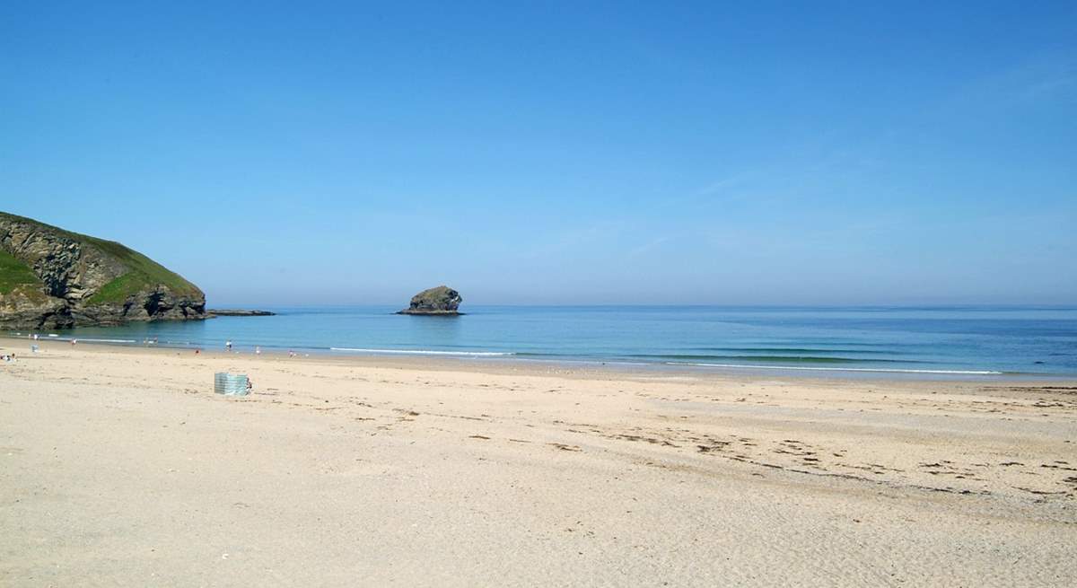 This is the sandy beach at Portreath looking out to Gull Rock. 