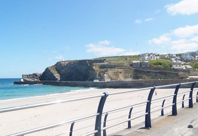 Looking across at the harbour in Portreath.