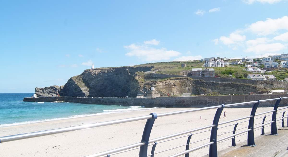 Looking across at the harbour in Portreath.