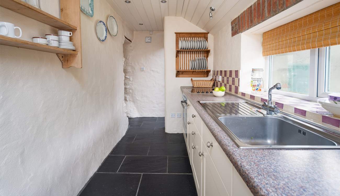 Take in the views of Garn Fawr Rock from the kitchen window. 