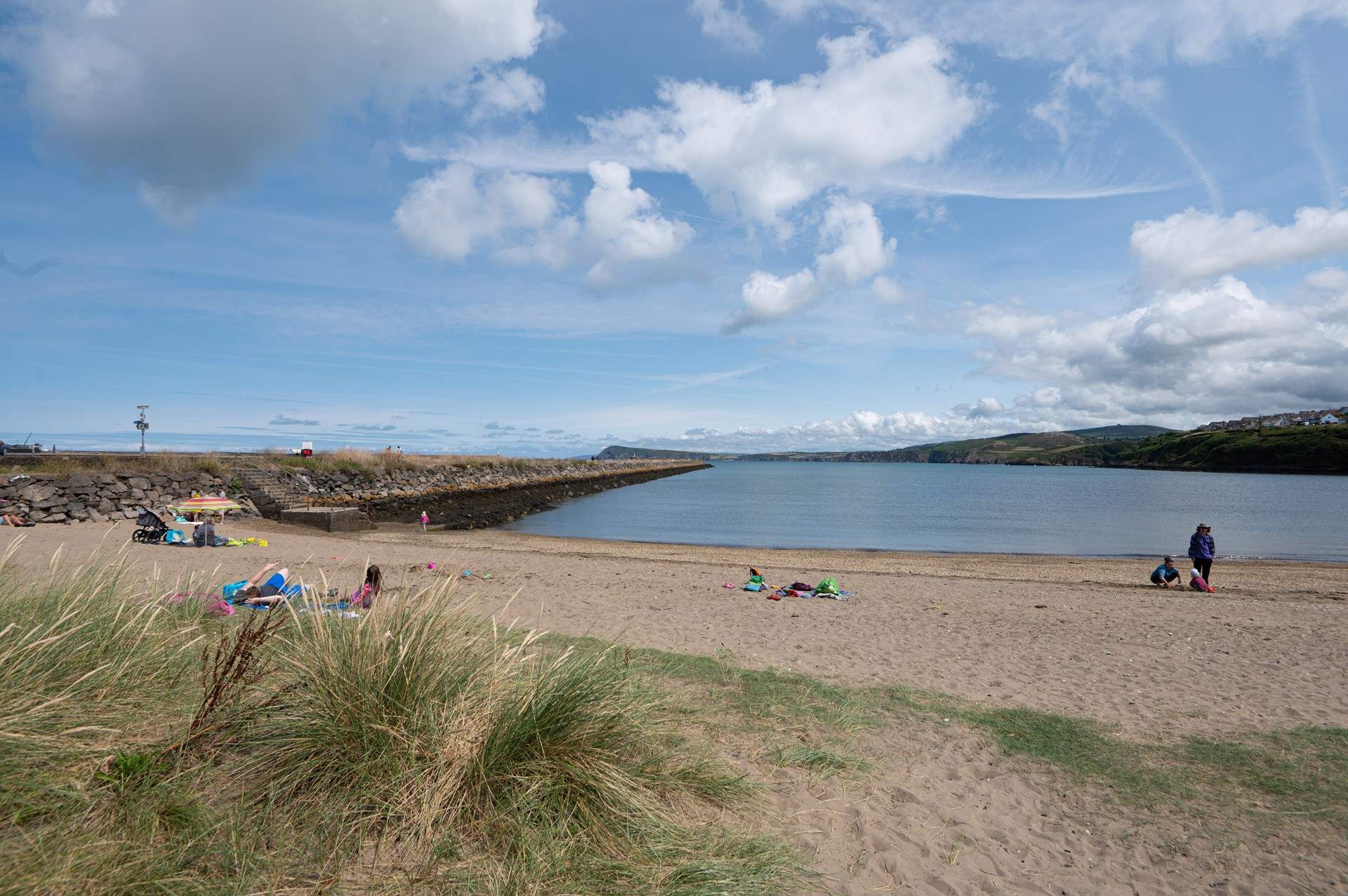 Goodwick Beach. Walk the breakwater. You may spot seals and dolphins swimming in the bay. 