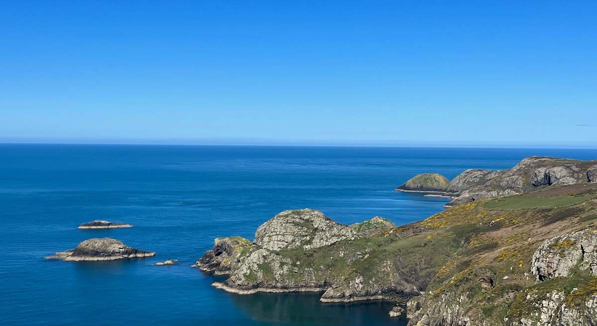 The dramatic cliffs and crystal clear sea very near the cottage. There's lots of spectacular beaches to choose from. 