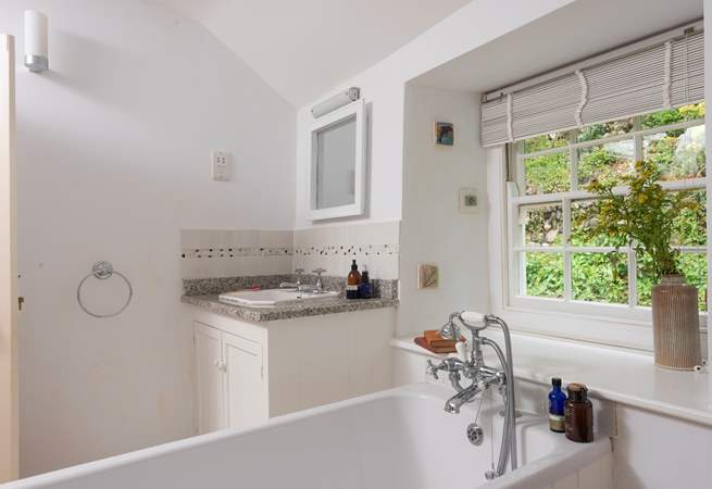 The bathroom is so light and airy. 