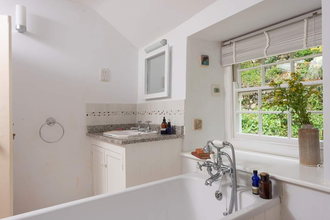 The bathroom is so light and airy.