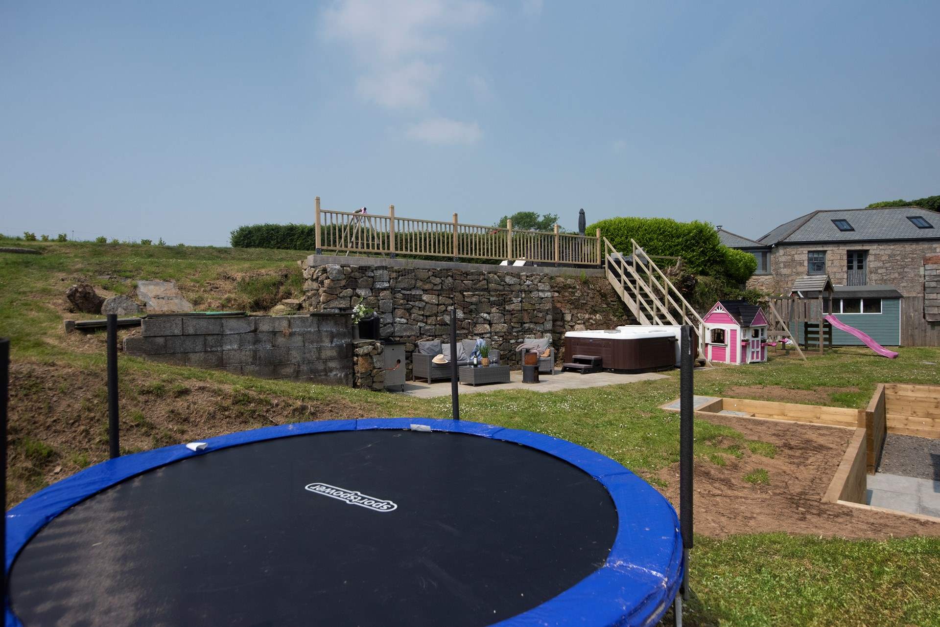 A spot of trampolining - or fun in the play area!