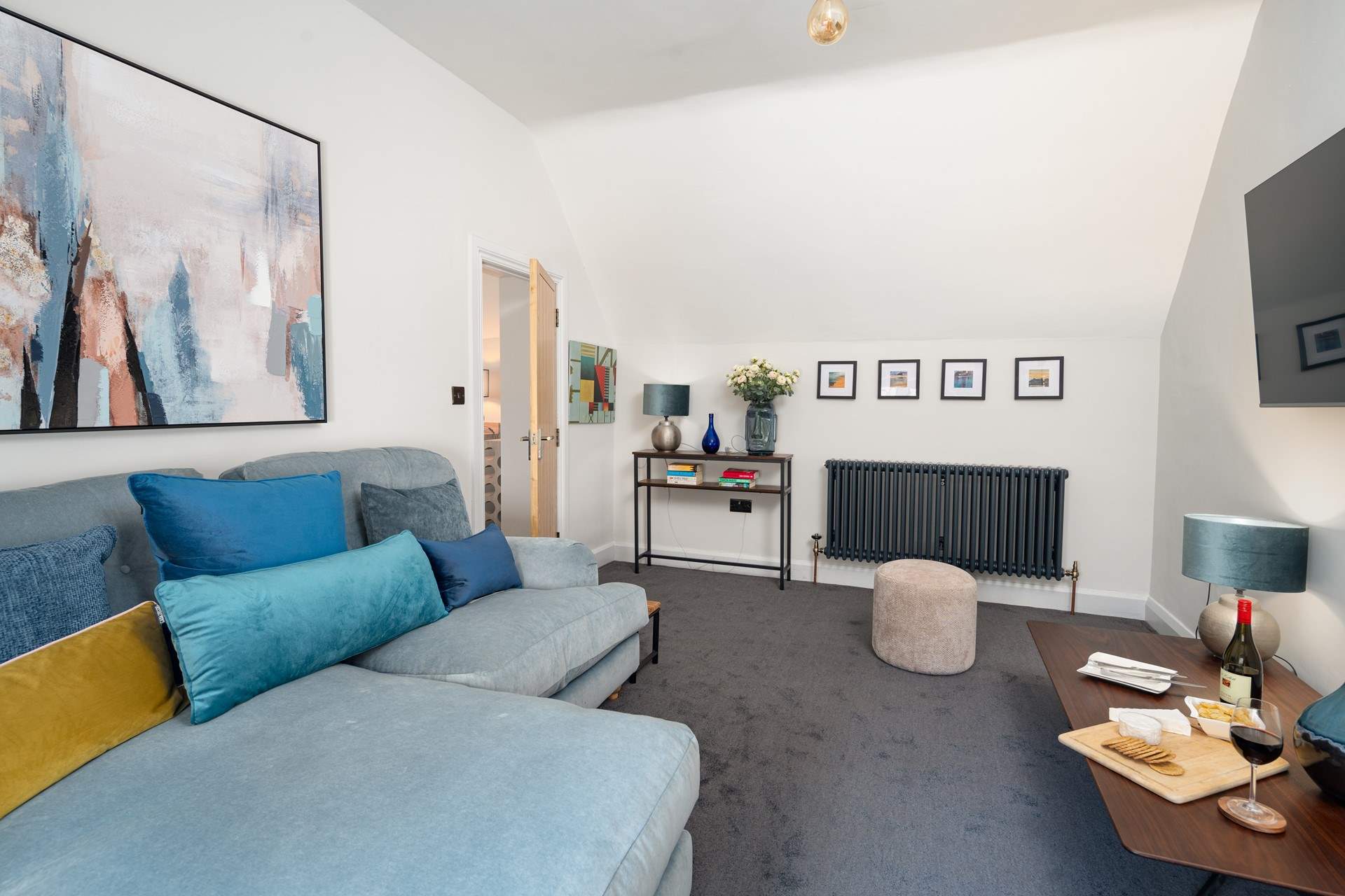 Unwind on the gorgeous sofa. 