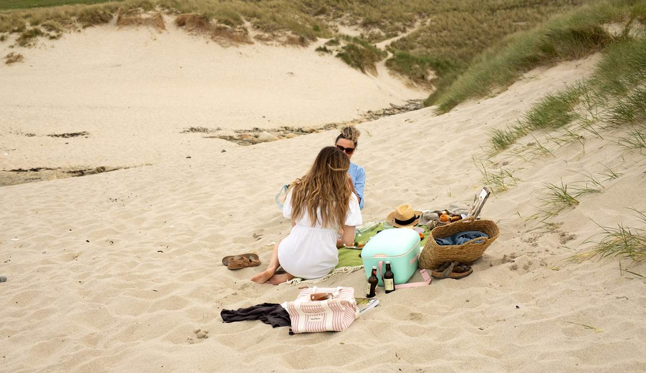 The dunes on Sennen Beach make a dreamy spot for a picnic. 