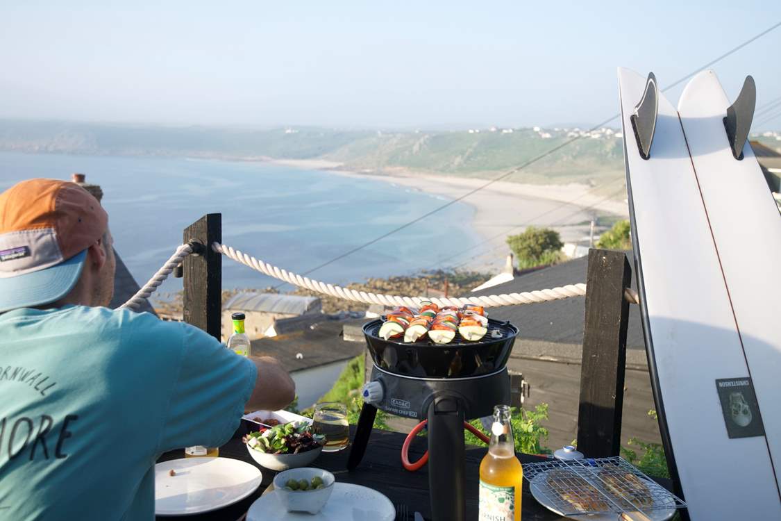 Cook alfresco on the gas barbecue.
