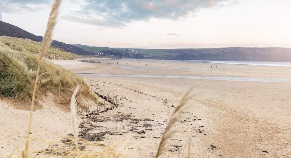 Surf the sand dunes as the sun sets and you have the beach to yourself. 