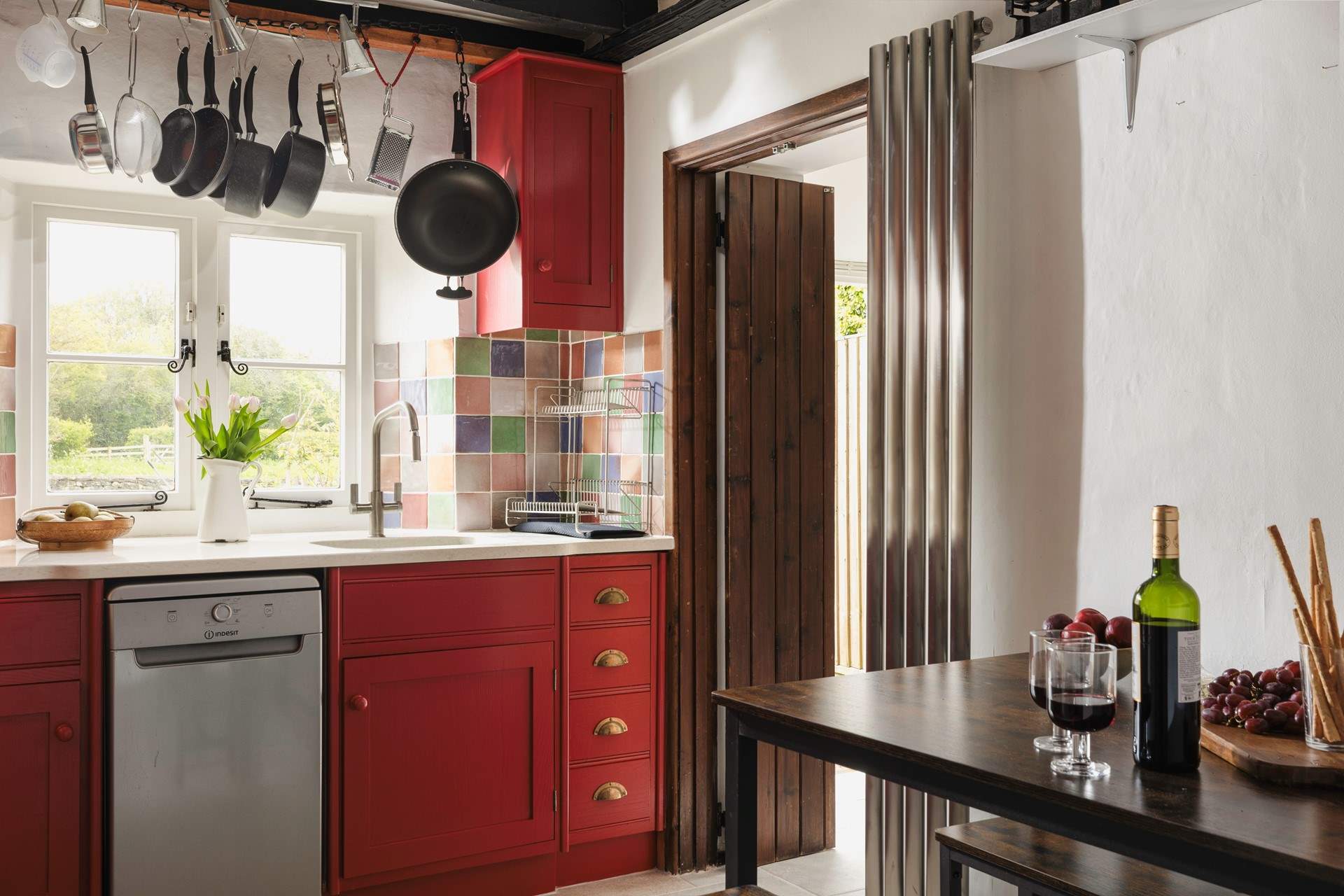 The kitchen enjoy views of the cottage garden.