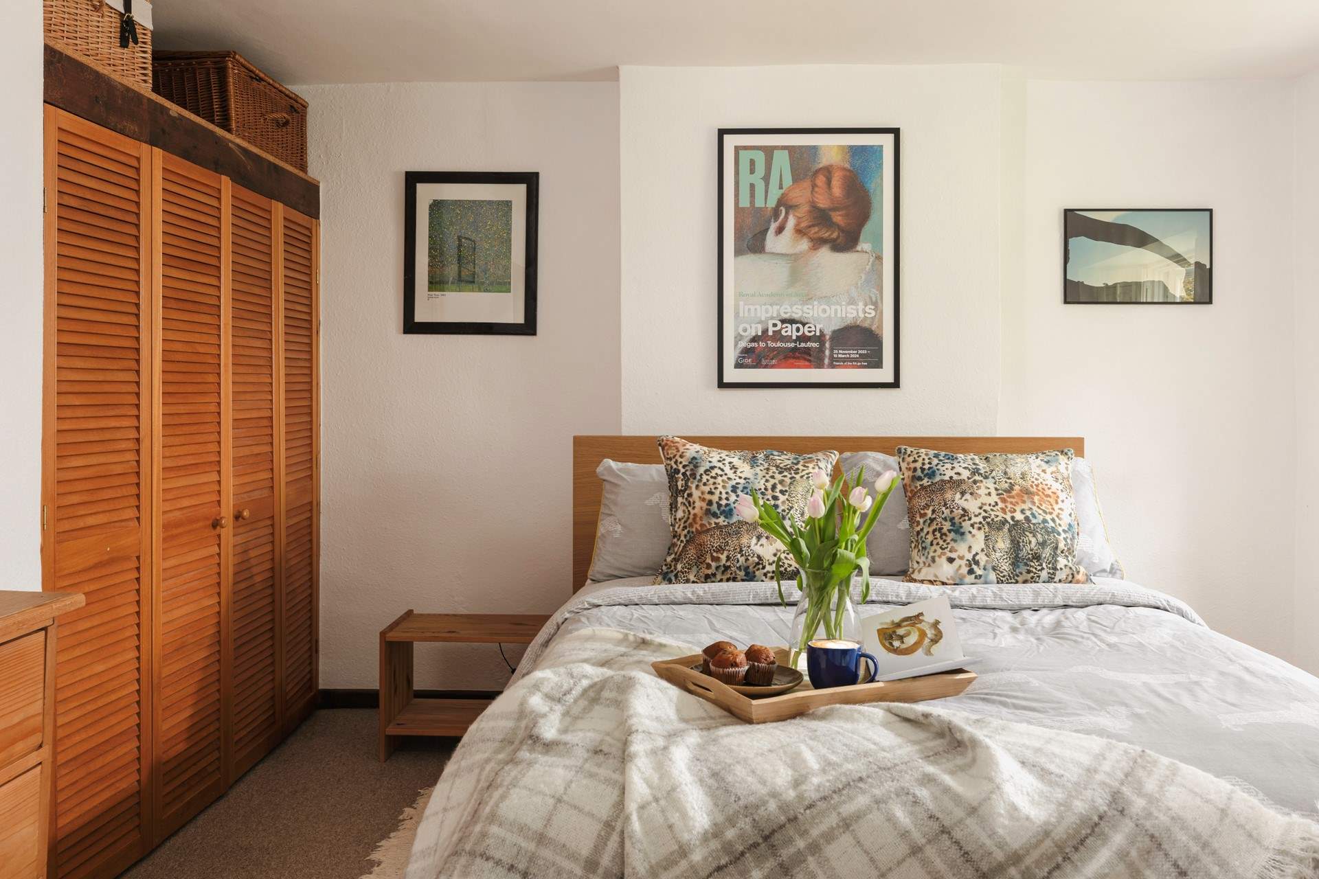 There is plenty of wardrobe space in this comfy bedroom.