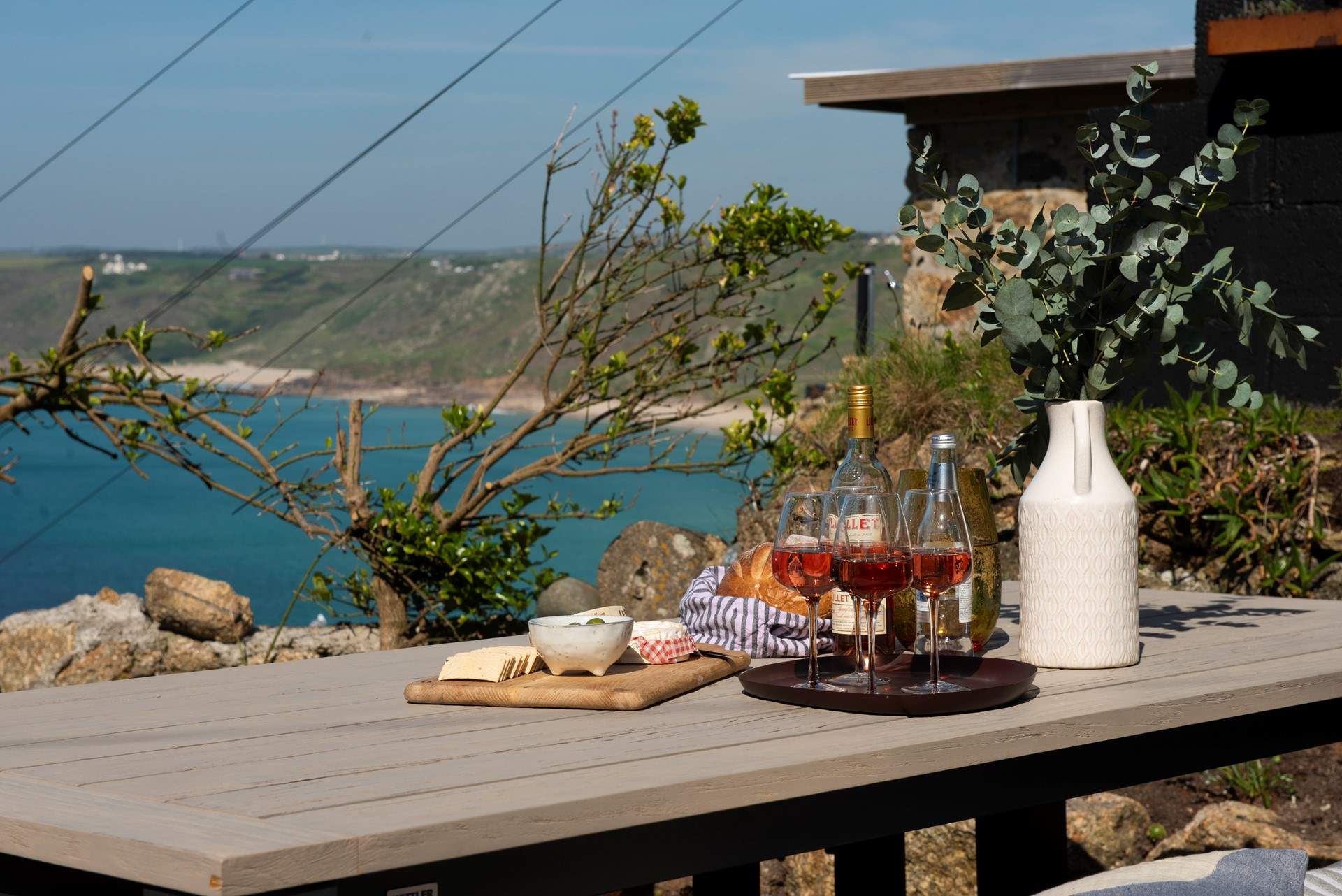 Enjoy a glass of wine al fresco with this magnificent view.