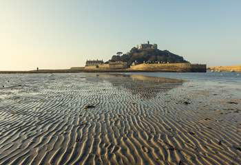 The tide is out, head across the causeway to St Michael's Mount.