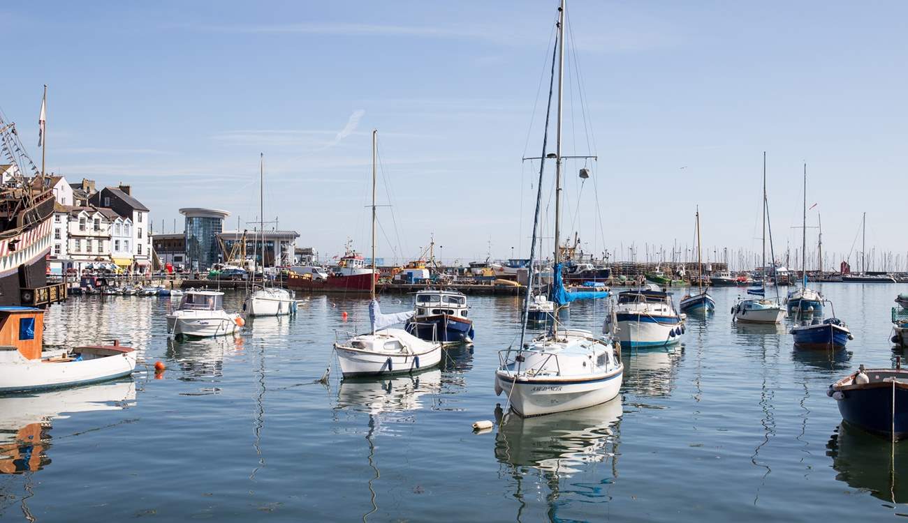 The shimmering waters of Brixham harbour bathed in the morning sunshine, glorious!