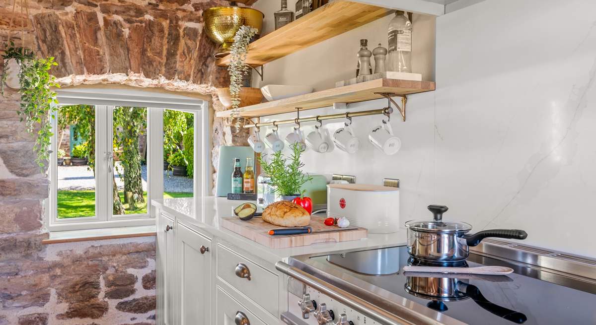 The food preparation area has picture perfect views out over the courtyard. How lovely!