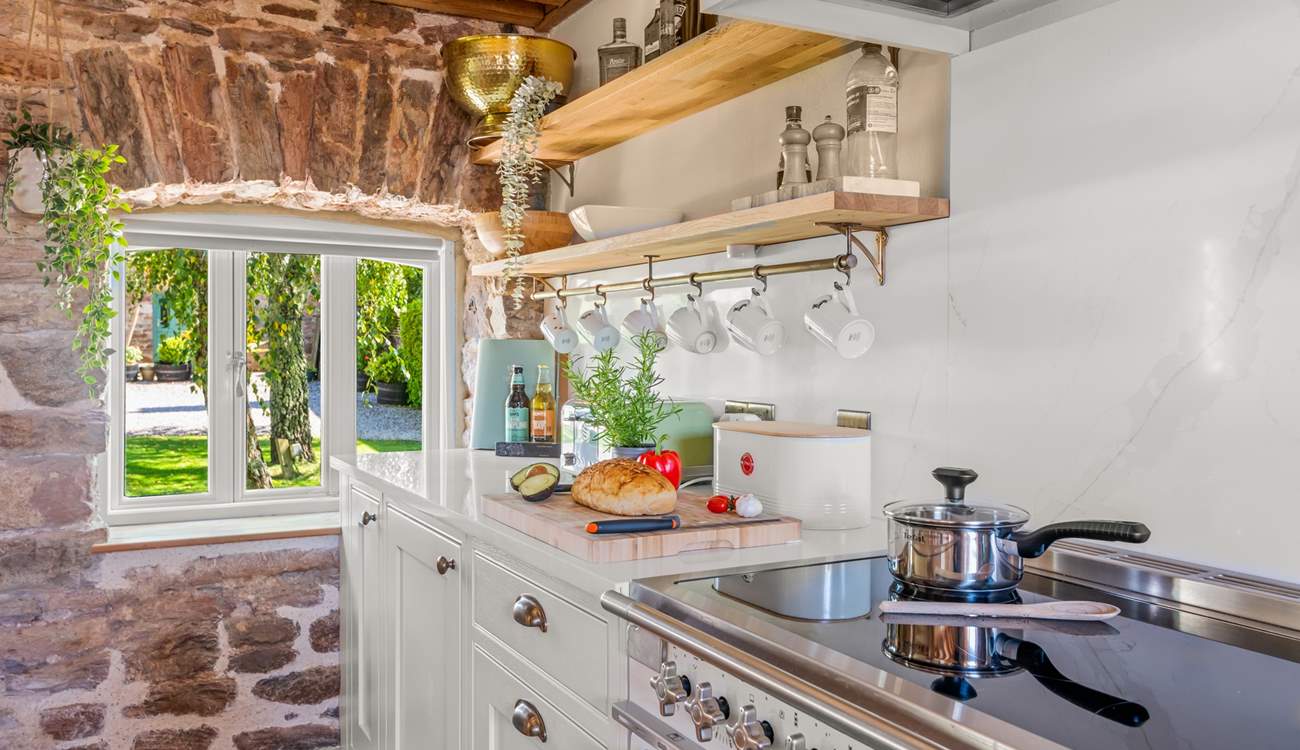 The food preparation area has picture perfect views out over the courtyard. How lovely!