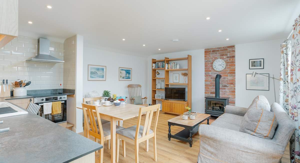 The open plan living and kitchen area is wonderful for socialising.