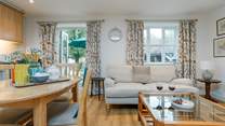 Cosy and leading directly to wonderful terrace makes the living space feel very connected to outdoor space.