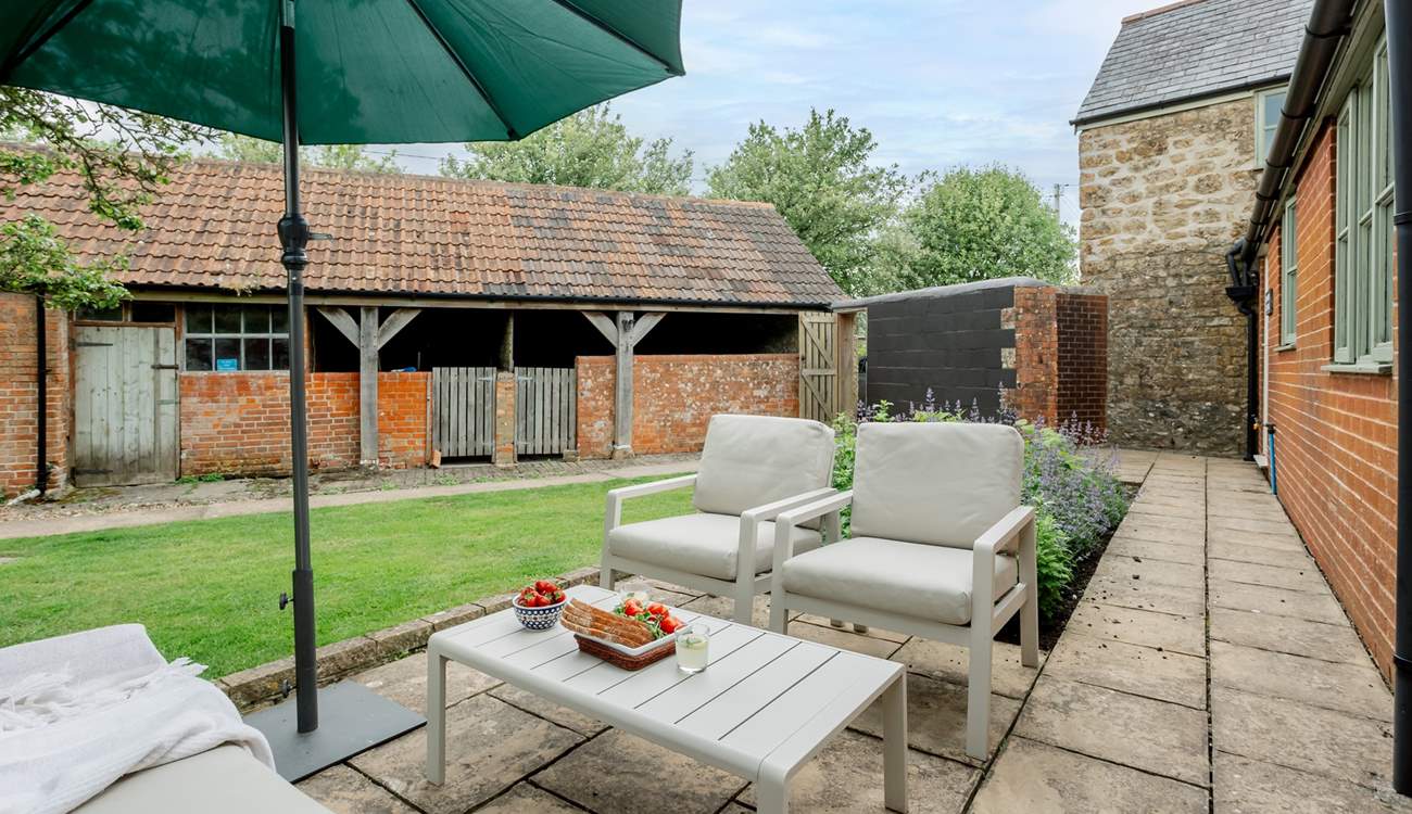 Your private garden is a peaceful spot. (The buildings opposite are empty and not accessed by anyone.)