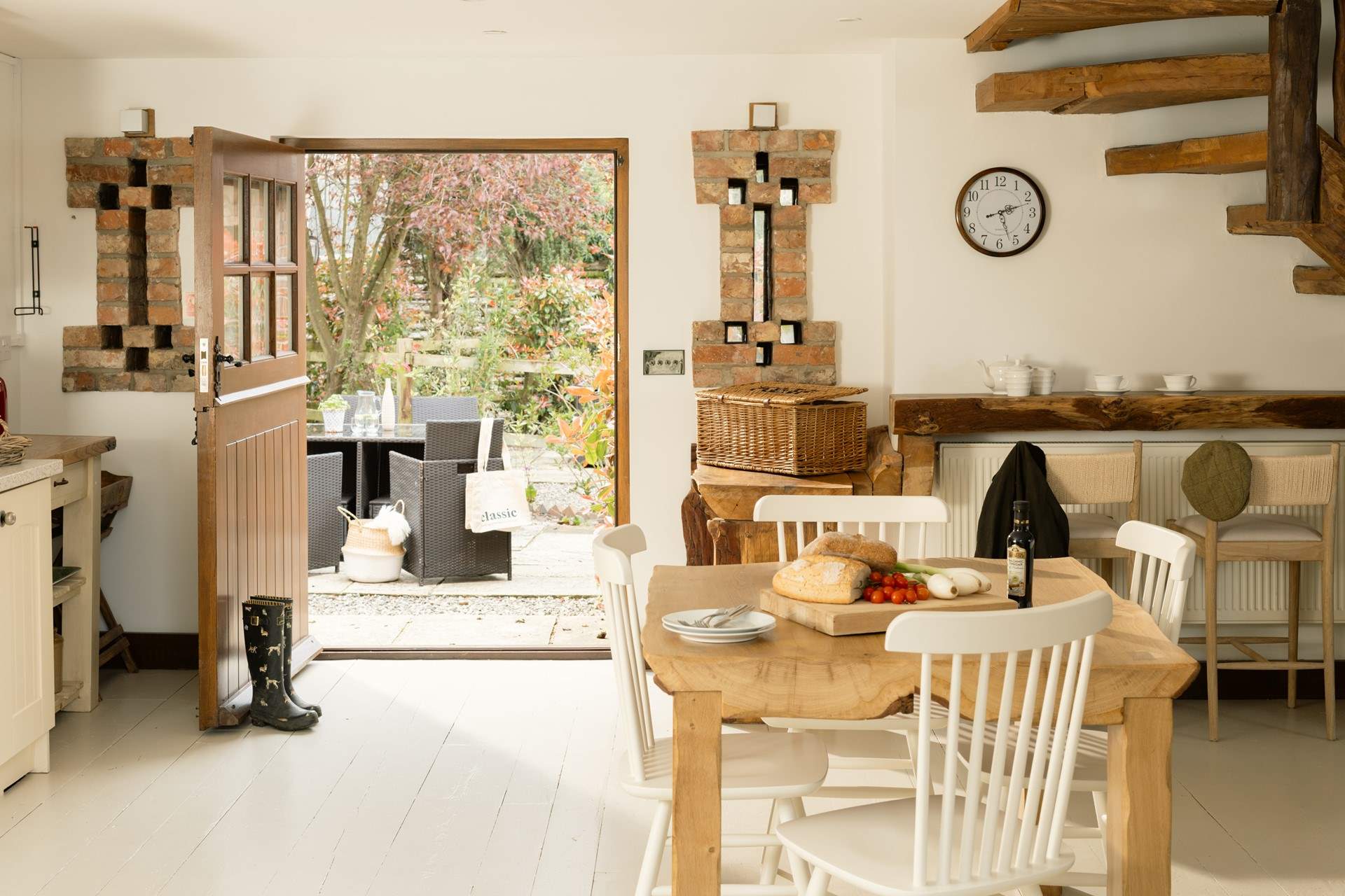 The sun streams into the living space.