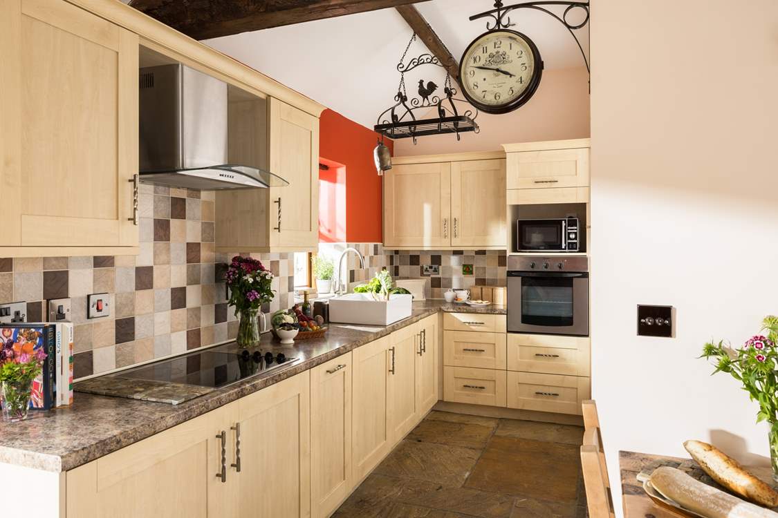 A mix of rustic and contemporary styling gives this kitchen personality.