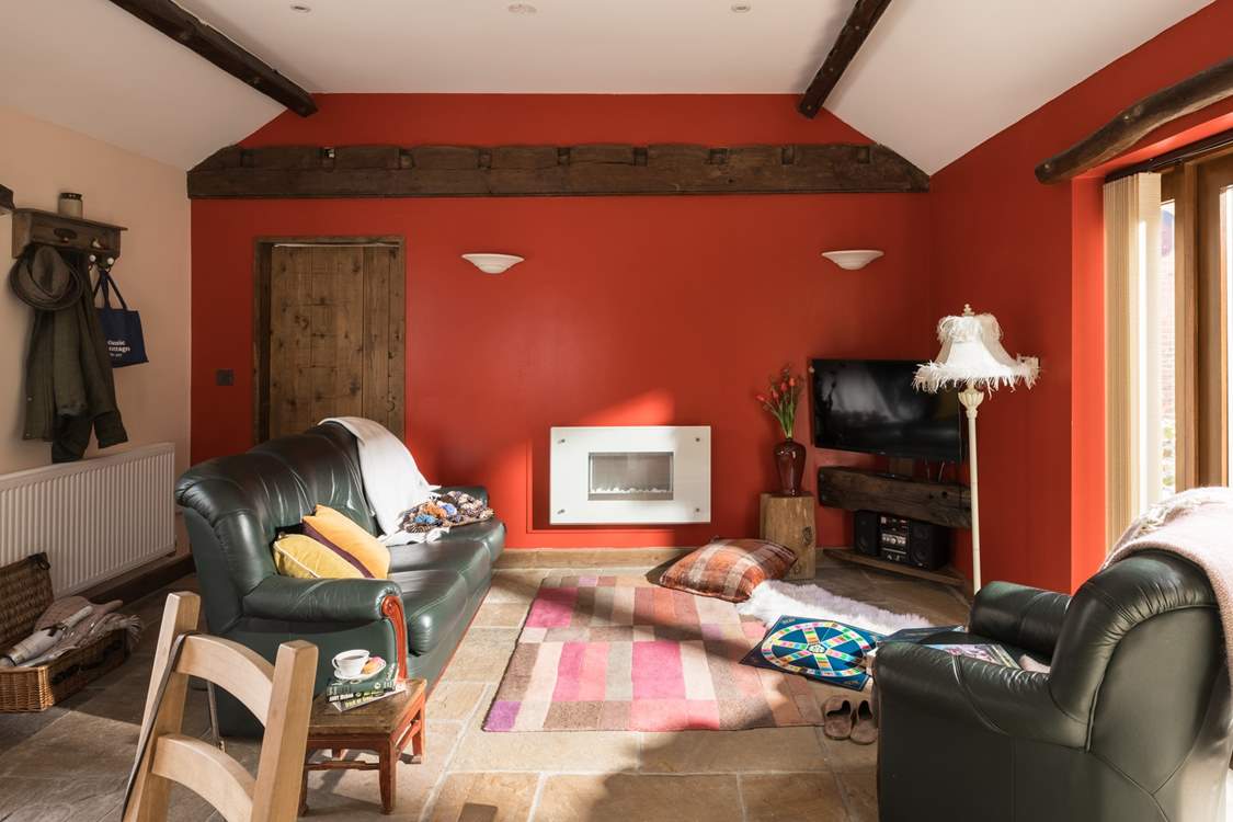 The beams give a hint to the cottage's history as a farm building.