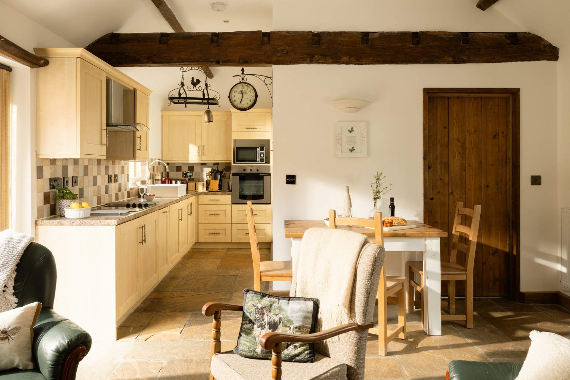 A mix of rustic and contemporary styling gives this kitchen personality.