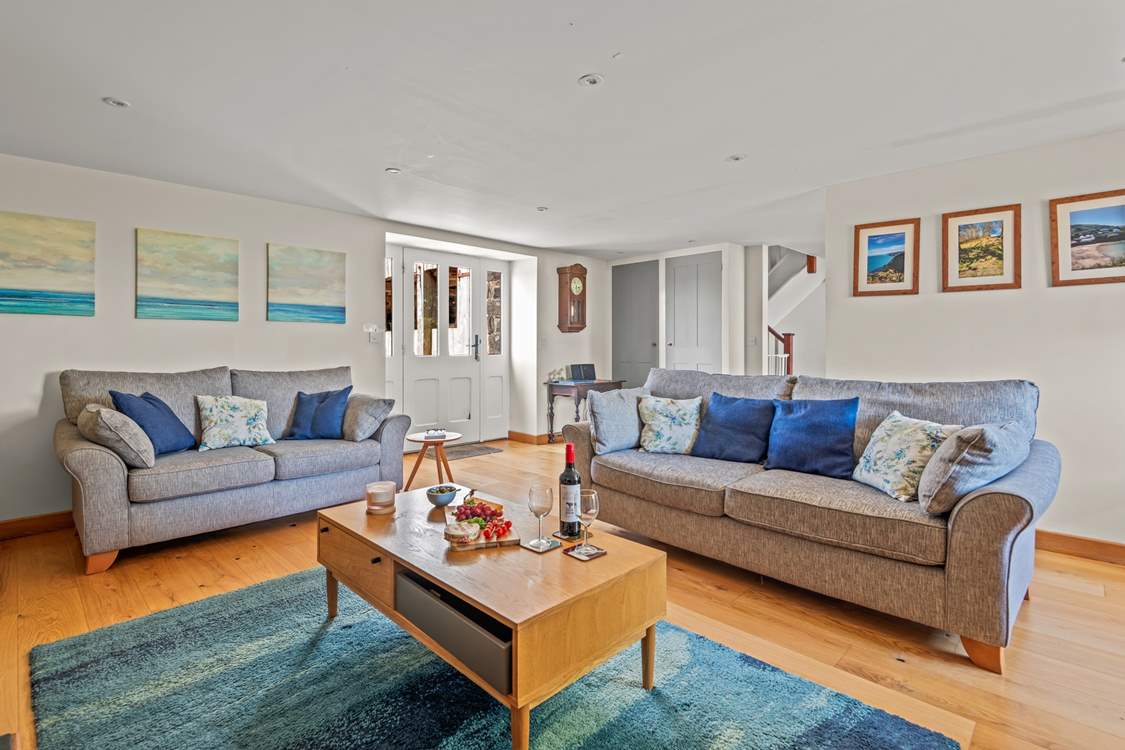 Step through the front door and into the living-room.