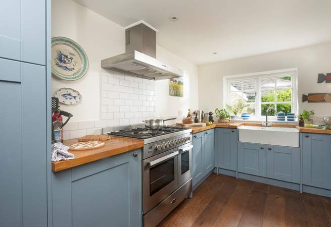 This kitchen is adjacent to the dining-area, giving a social vibe.