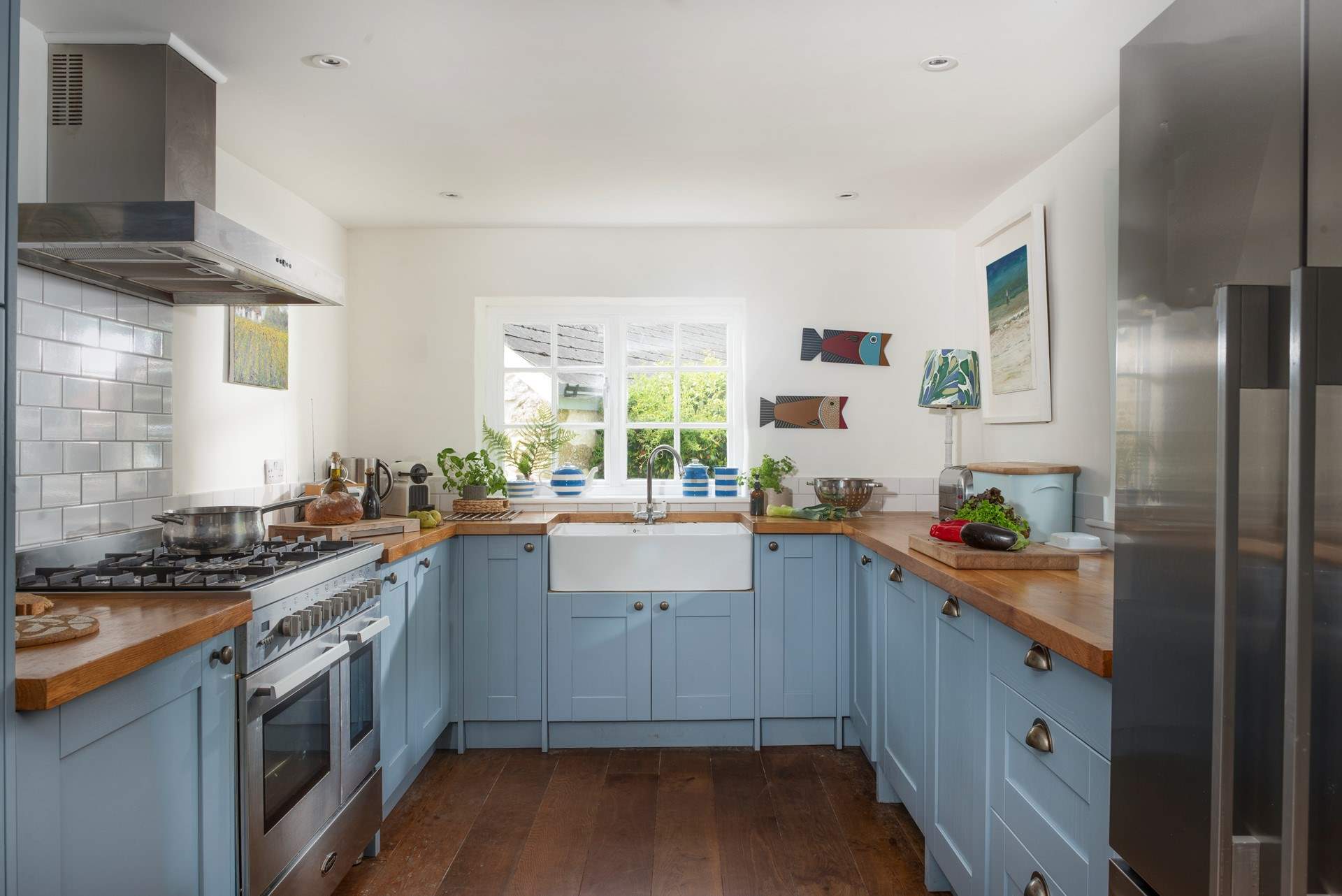 The beautifully appointed Cornish blue kitchen.