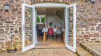 Step out of the dining area onto your patio.