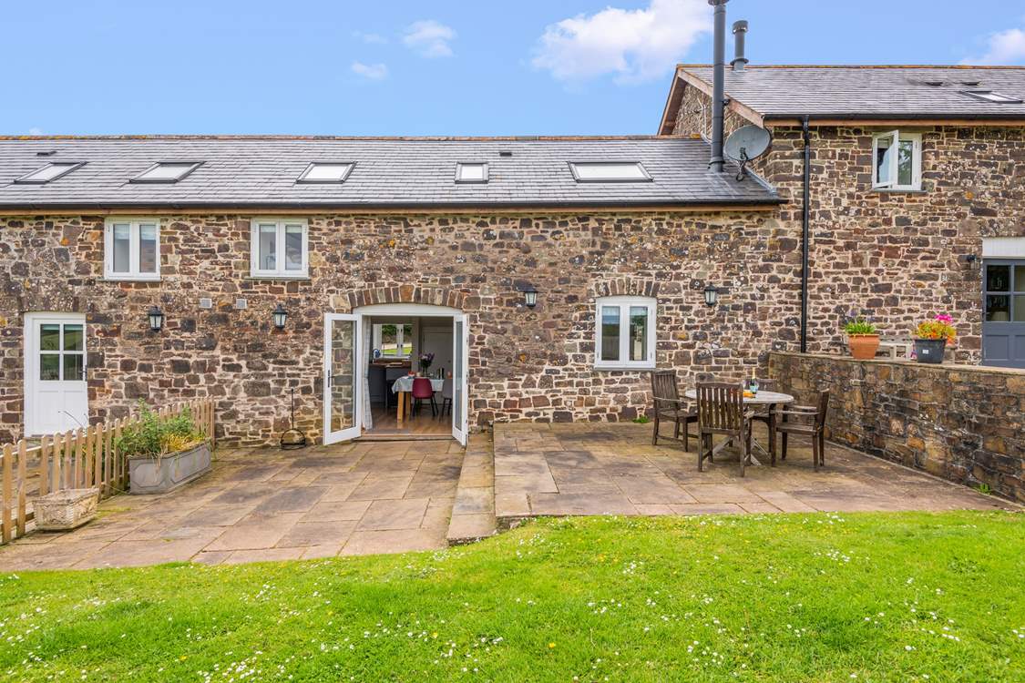 Fabulous patio and fully enclosed lawn area.