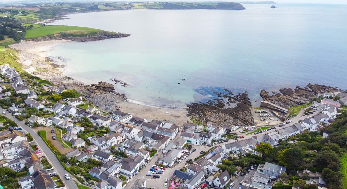 Portscatho and Gerrans bay at low tide.