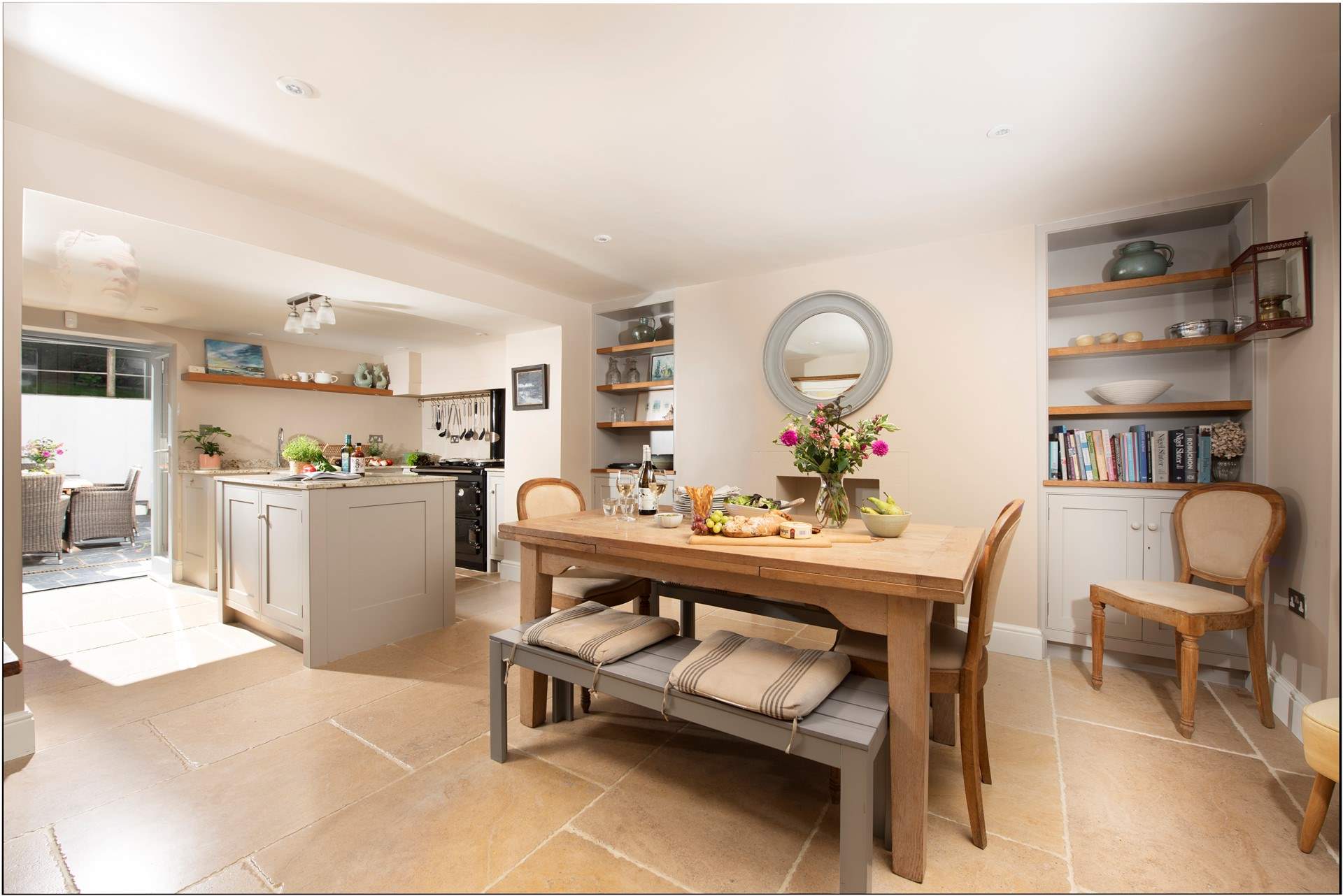 The sociable kitchen/diner leads out into the rear garden.