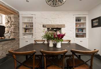 A charming sociable slate dining-table, many stories will be shared here.