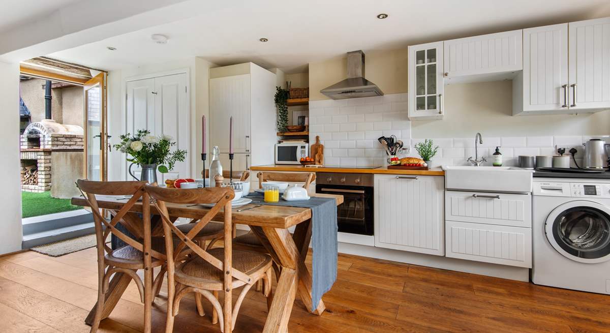 The kitchen and dining area offers oodles of space.