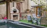 Your fabulous secluded courtyard, fully equipped with hot tub and pizza oven. - Thumbnail Image