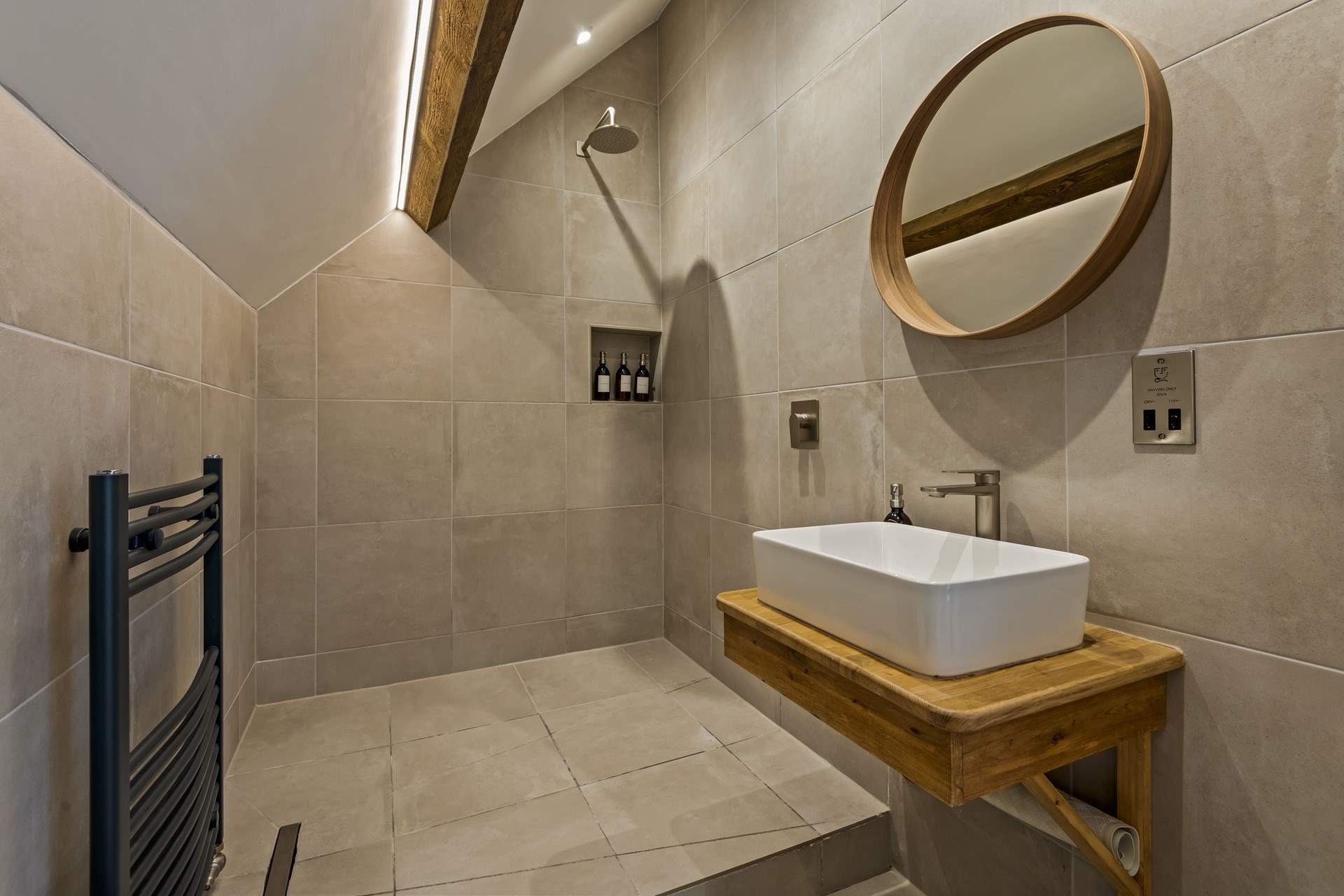 The en suite to Bedroom 5 is this glorious wet-room.