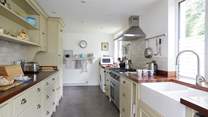 The kitchen is well-equipped.