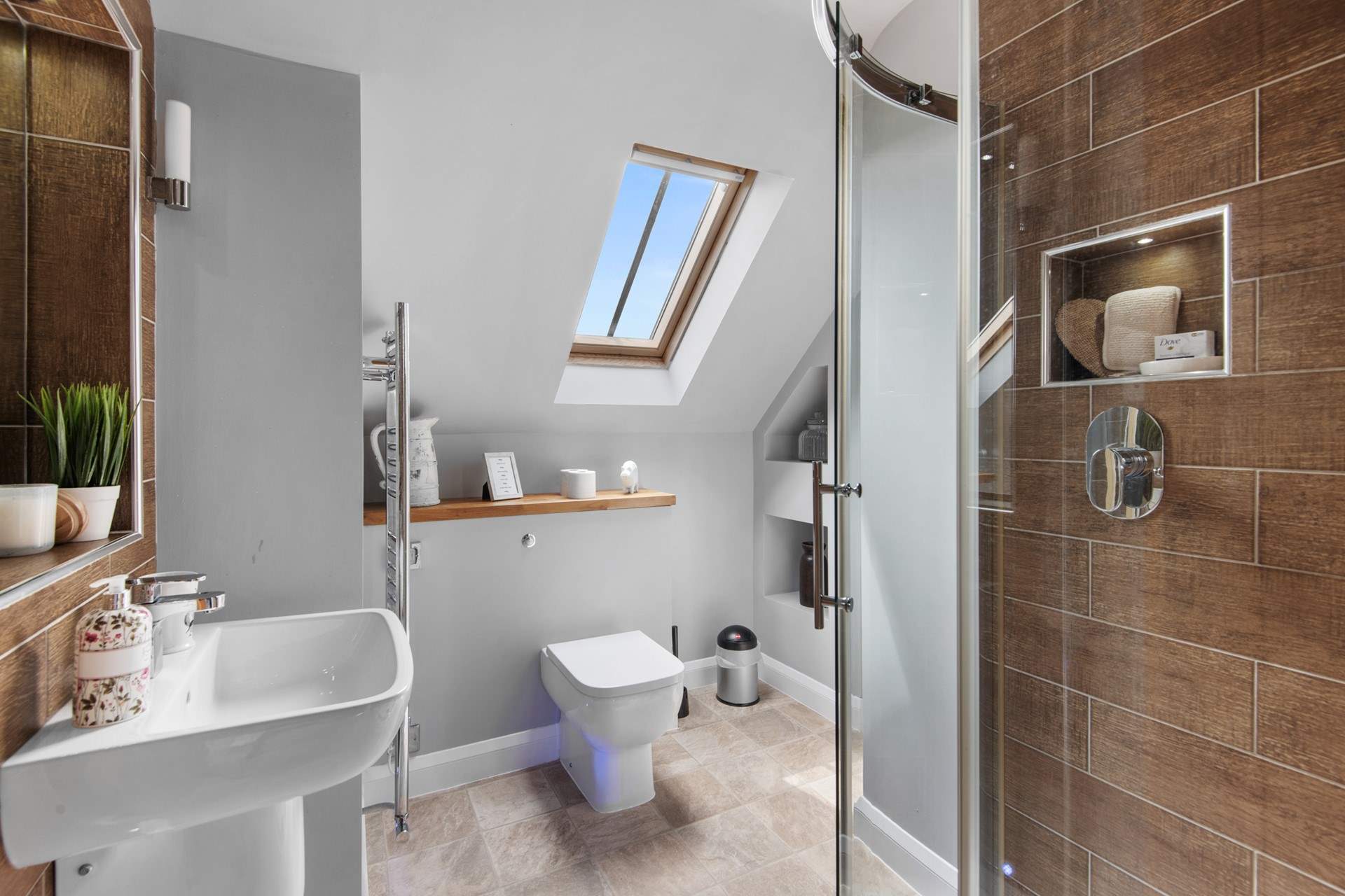 The sleek en suite shower-room.