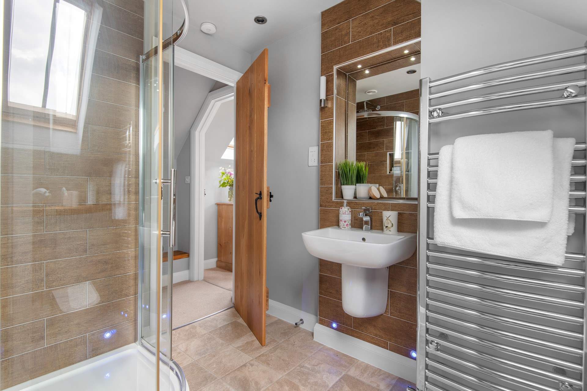 The shower-room is spacious and exceptionally presented.