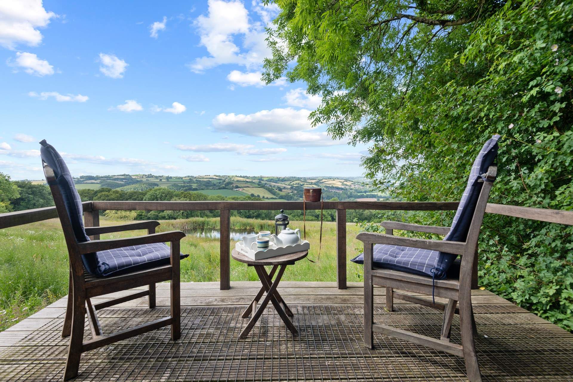 To truly soak in your stunning location, wander down to the shared summer-house with something tasty to drink, or a good book. Bliss!
