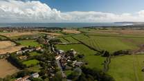 A view of the village of Muston over to the sea.
