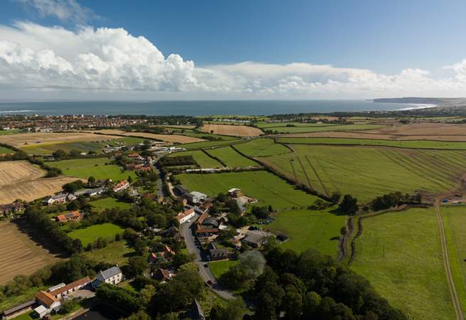 A view of the village of Muston over to the sea.