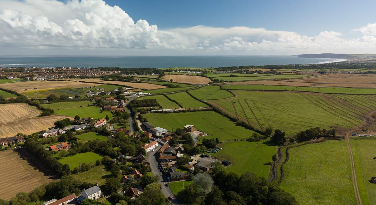 A view of the village of Muston over to the sea.