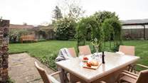 Al fresco dining in the large garden.