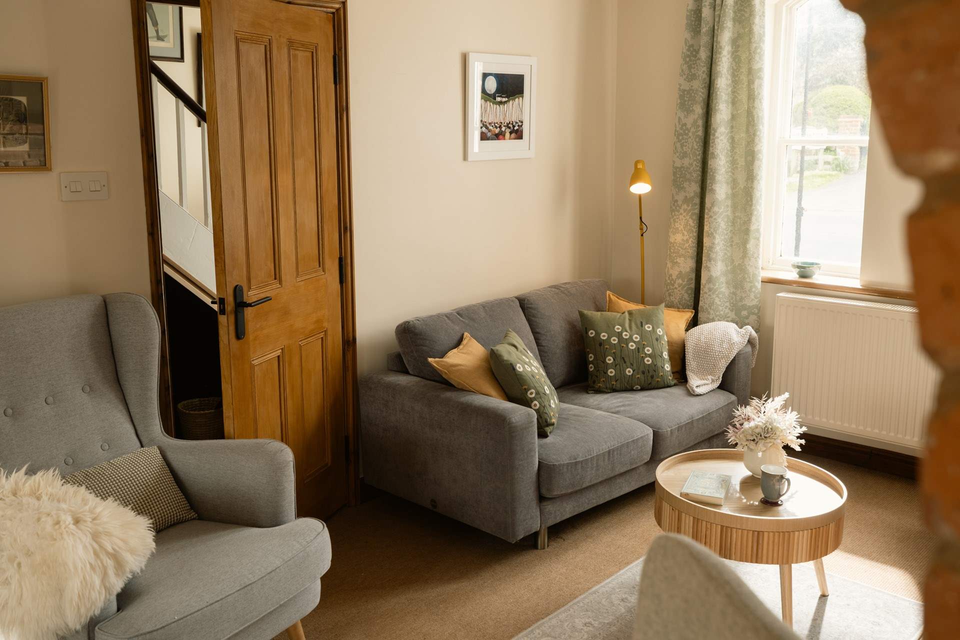 The cosy sitting room is the perfect place to retreat to at the end of the day.