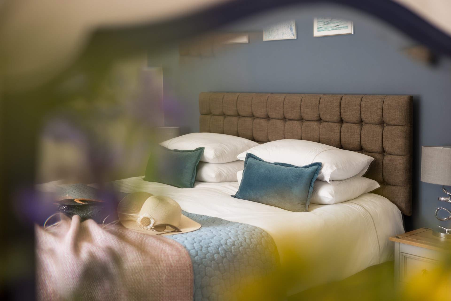 Crisp linens and fluffy pillows entice you into a relaxing slumber.