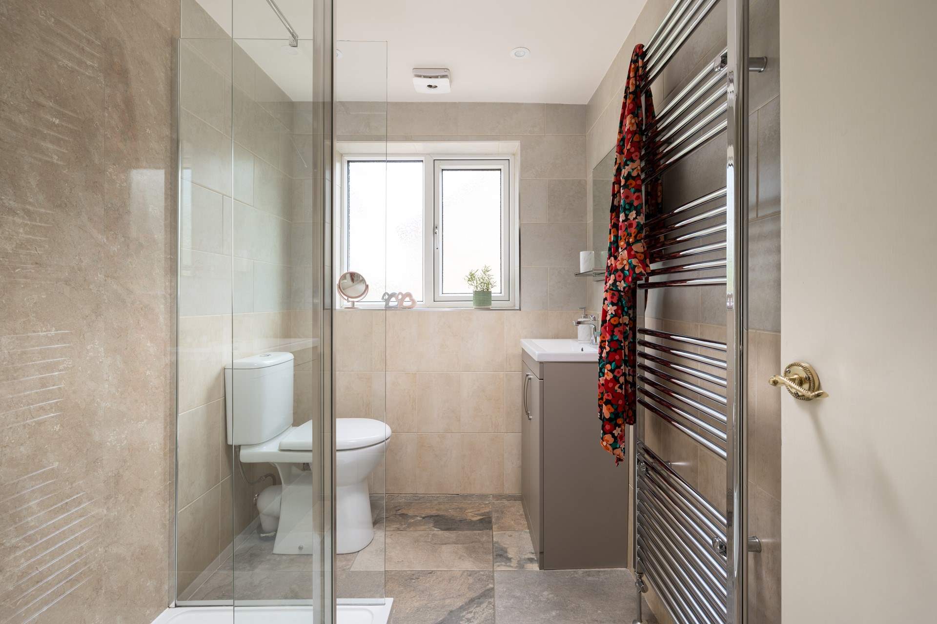 Enjoy a long hot shower before retiring to a cosy bed.
